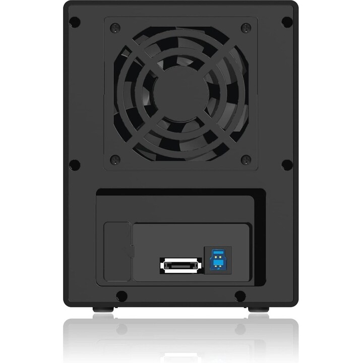 Icy Box IB-3640SU3 4-Bay JBOD Externes Gehäuse 3.5" SATA HDD USB 3.0 eSATA Trayless Aluminium Schwarz 80mm Lüfter 60W PSU
