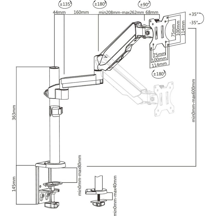 Support de moniteur TV de bureau Maclean MC-775 pour téléviseurs de 17" à 32"