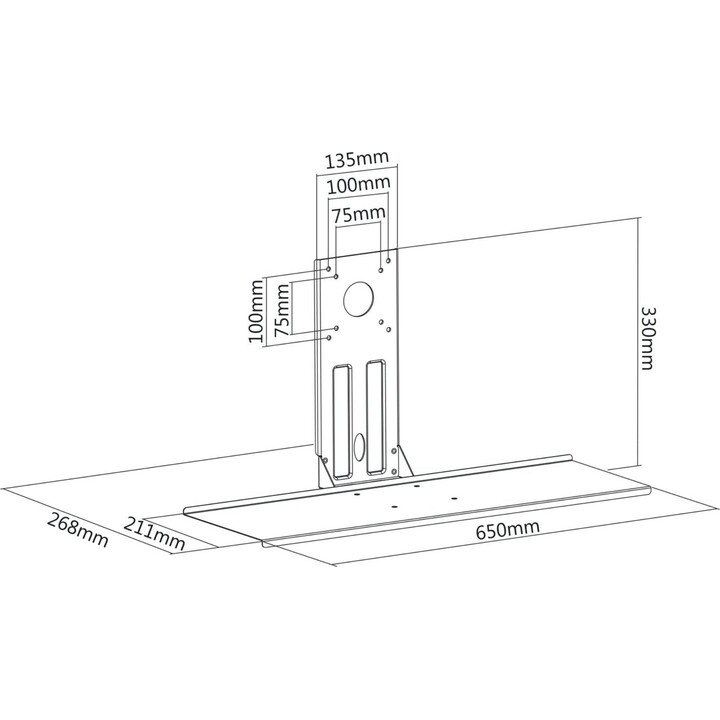 Maclean MC-756 - Soporte para Teclado, Accesorio complementario para Soporte de Monitor, VESA 75x75, 100x100