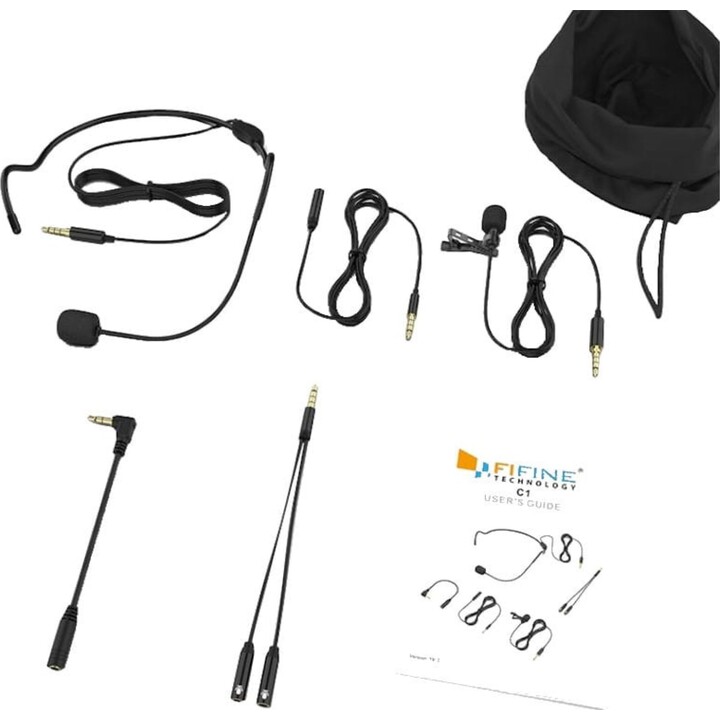 Fifine C1 Micrófono de Solapa con Headset
