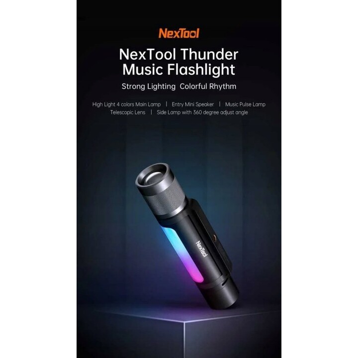 NexTool Thunder Music NE20161A 12-in-1 Multifunktions-Taschenlampe, schwarz und grau
