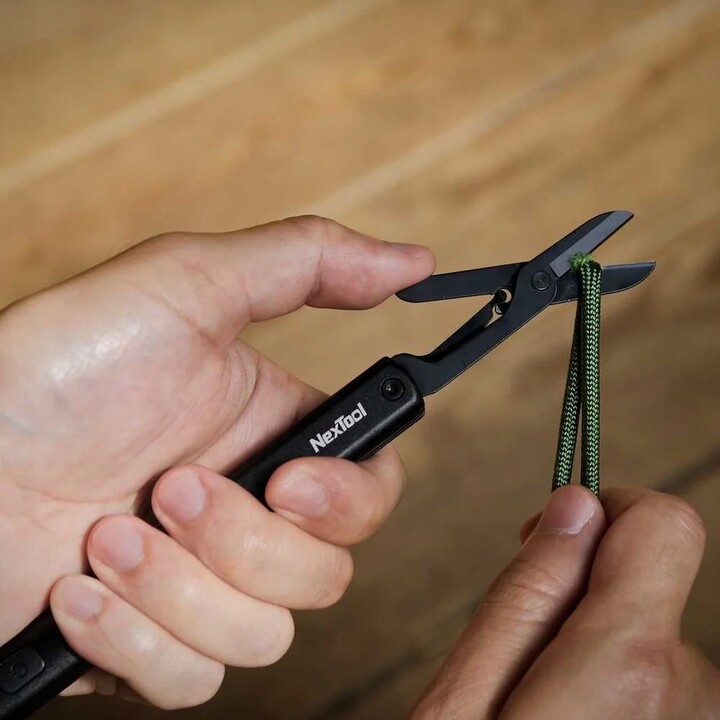 NexTool NE20026 Linterna multifunción 3 en 1 + cuchillo + tijeras, Negro