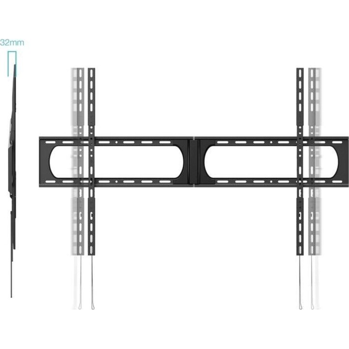 Supporto da parete per TV TooQ LP37140F-B per TV fino a 140", Acciaio nero