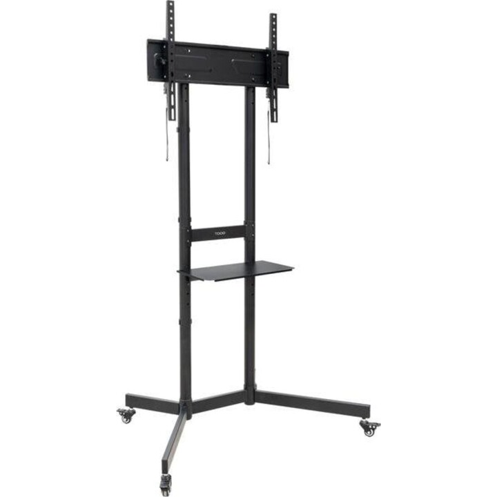 TooQ KEFRÉN FS1150M-B Meuble TV avec roulettes, réglable en hauteur, 37-70", capacité 70 kg, noir