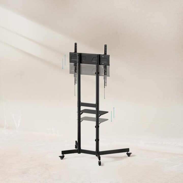 TooQ KEFRÉN FS1150M-B Meuble TV avec roulettes, réglable en hauteur, 37-70", capacité 70 kg, noir
