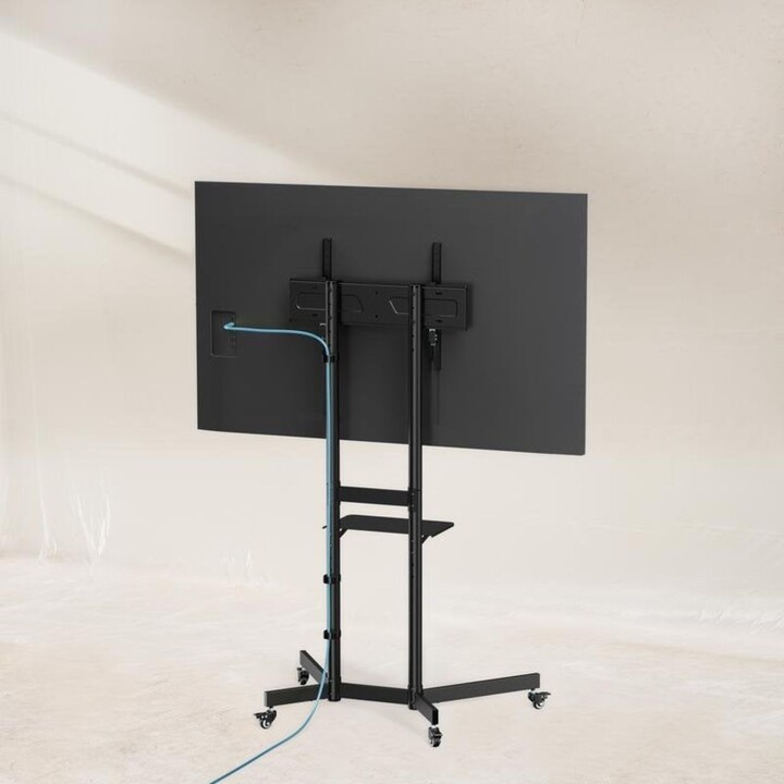 TooQ KEFRÉN FS1150M-B Meuble TV avec roulettes, réglable en hauteur, 37-70", capacité 70 kg, noir