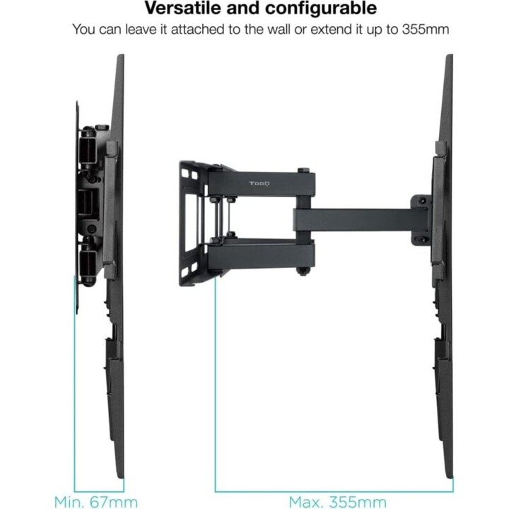 TooQ LP7846TN-B Supporto da parete girevole/inclinabile per TV 32"-70" VESA 400x400 Max 40Kg