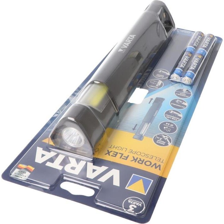 VARTA Work Flex LED Teleskop-Taschenlampe 250 lm, schwarz