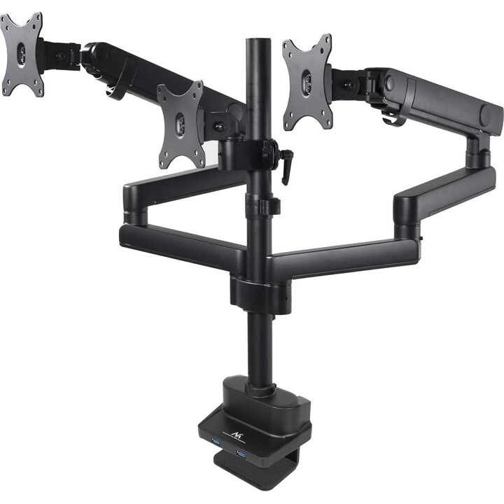 Maclean MC-811 Monitor-Tischständer, für 3 LCD/LED-Monitore, USB, 17'' - 27'', 3 x 7 kg, VESA