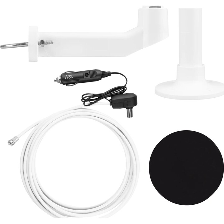 Antenne omnidirectionnelle Maclean DVB-T/T2 HEVC, active, pour camping-car, 12 V, MCTV-103, blanche