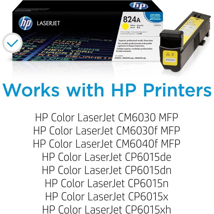 Cartucho de Toner Amarelo HP 824A CB382A 21.000 páginas LaserJet Enterprise CM6030 CM6040 CP6015 de alto rendimento
