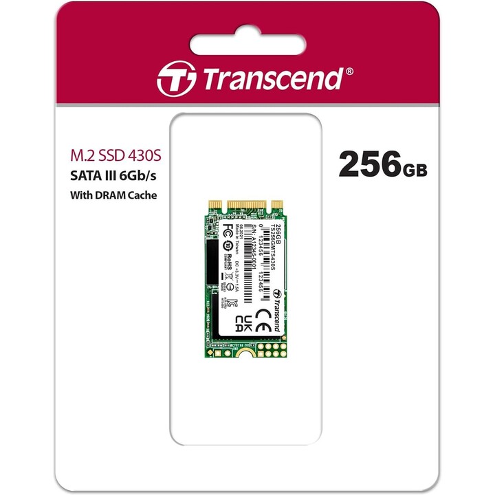 SSD|TRANSCEND|430S|256 GB|M.2|SATA 3.0|TLC|Velocità di scrittura 400 MByte/sec|Velocità di lettura 530 MByte/sec|MTBF 1000000 or
