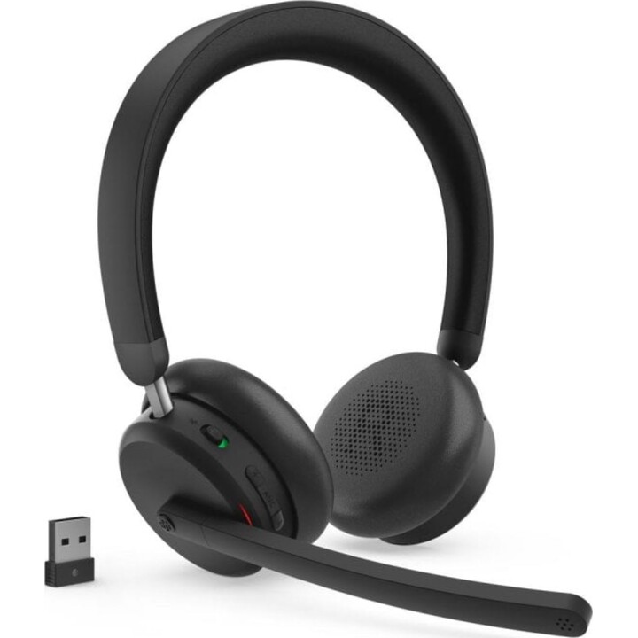 Lenovo 6550 Wireless Bluetooth Headphones with Noise Cancellation for Office and Calls, Black