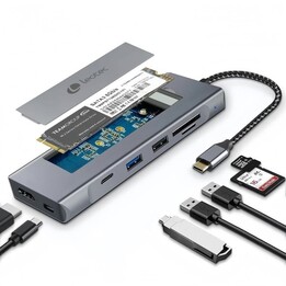 Leotec LEDS07 Docking Station USB Type-C / Slot SSD M.2 / 2xUSB / 1xUSB Type-C / 1xHDMI 4K / 1xLettore di schede SD e MicroSD / 