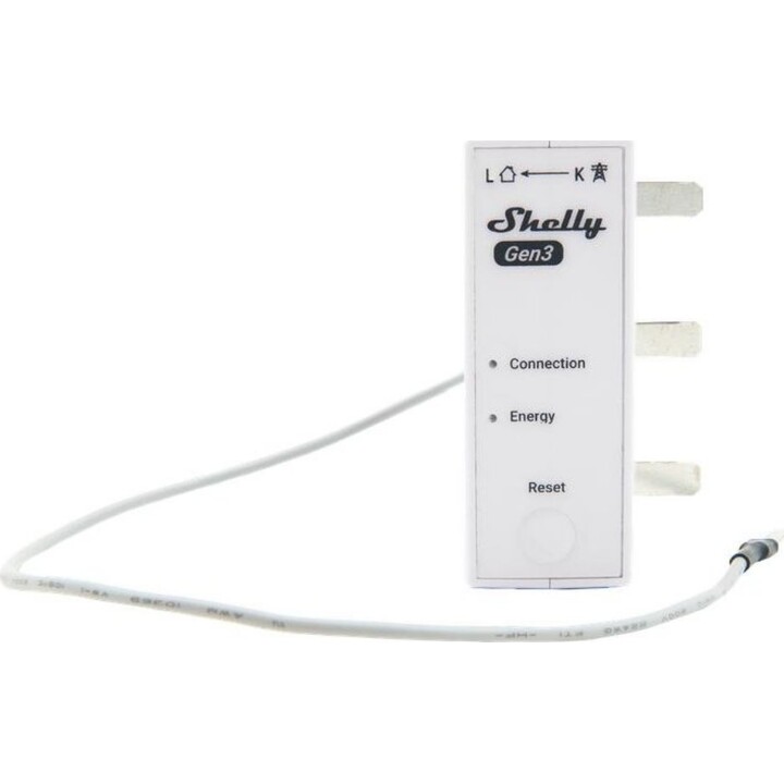 Shelly 3EM-63T Gen3, Medidor de energia inteligente WiFi e Bluetooth, Branco