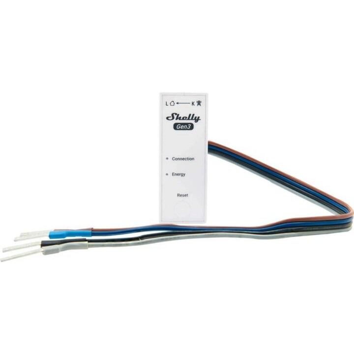 Shelly 3EM-63T Gen3, Medidor de energia inteligente WiFi e Bluetooth, Branco