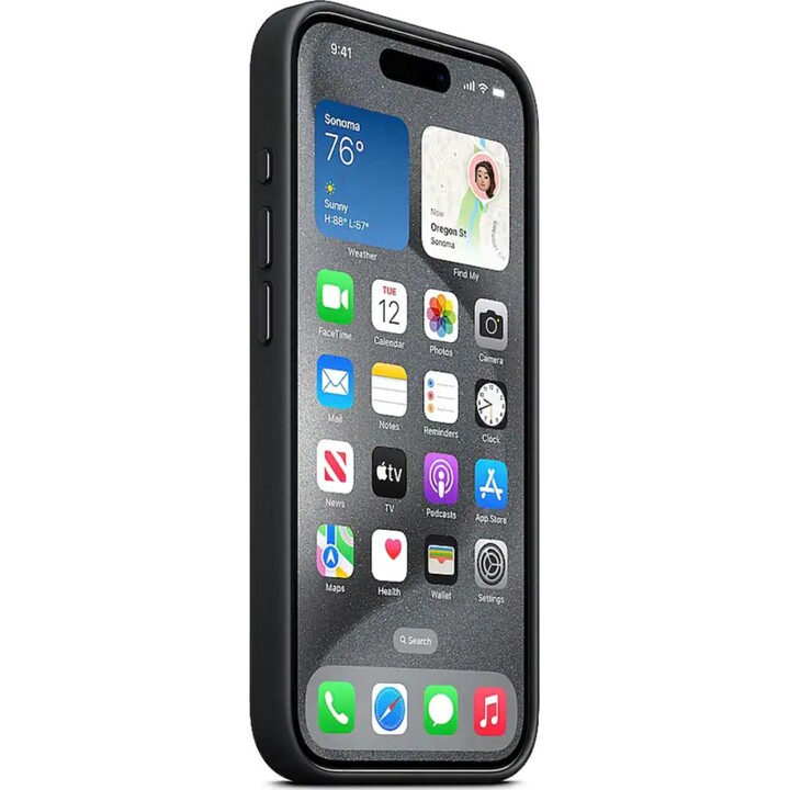 Funda FineWoven negra para Apple iPhone 15 Pro, modelo n.° A3134 - MT4H3ZM/A