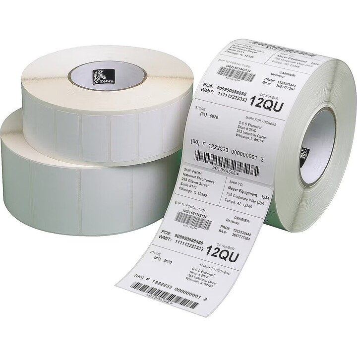 Zebra Z-Perform 1000D Direct Thermal Labels 102x76mm White Permanent Adhesive 2110 Labels/Roll 4 Rouleaux/Box