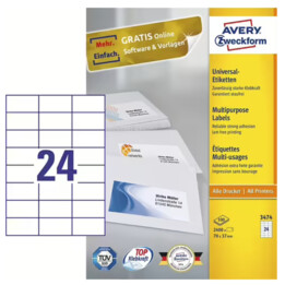 Avery 3474 Self-Adhesive Label Rectangle Permanent White 2400 Piece(s)