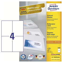 Avery 3483 Self-Adhesive Label Rectangle Permanent White 400 Piece(s)