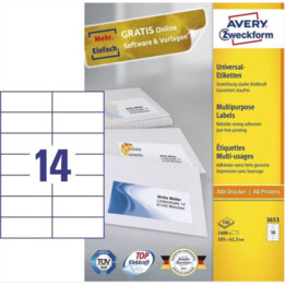 Avery Zweckform, Etiquettes Avery 105 x 42.3mm, A4