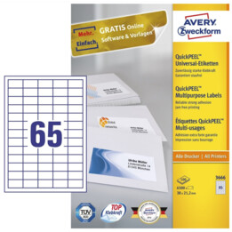 Avery 3666 Permanent Rectangle Self-Adhesive Label White 6500 Piece(s)