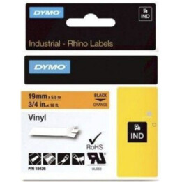 Dymo Rhino Industrial Label Tape ID1-19 Black on Orange 19mm x 5.5m Vinyl S0718500