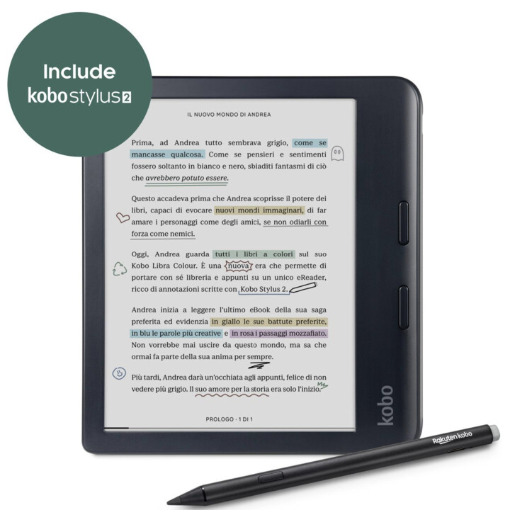 Kobo Libra Colour 7'' E-Reader + Stylus 2 Black Bundle