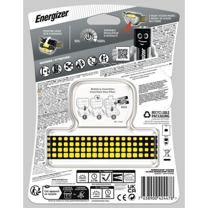 Lanterna de cabeça Energizer Vision Ultra 450Lm IPX4