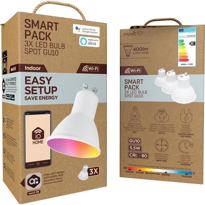 Muvit iO 3er-Pack Smart LED Wifi RGB GU10 5.5W Glühbirnen
