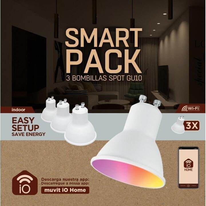 Muvit iO Pack of 3 Smart LED Wifi RGB GU10 5.5W Bulbs