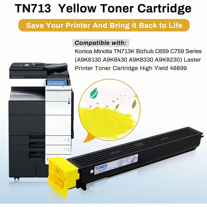 Toner Amarelo Konica Minolta TN-713 A9K82D0 33.200 páginas Alto Rendimento bizhub C659 C759
