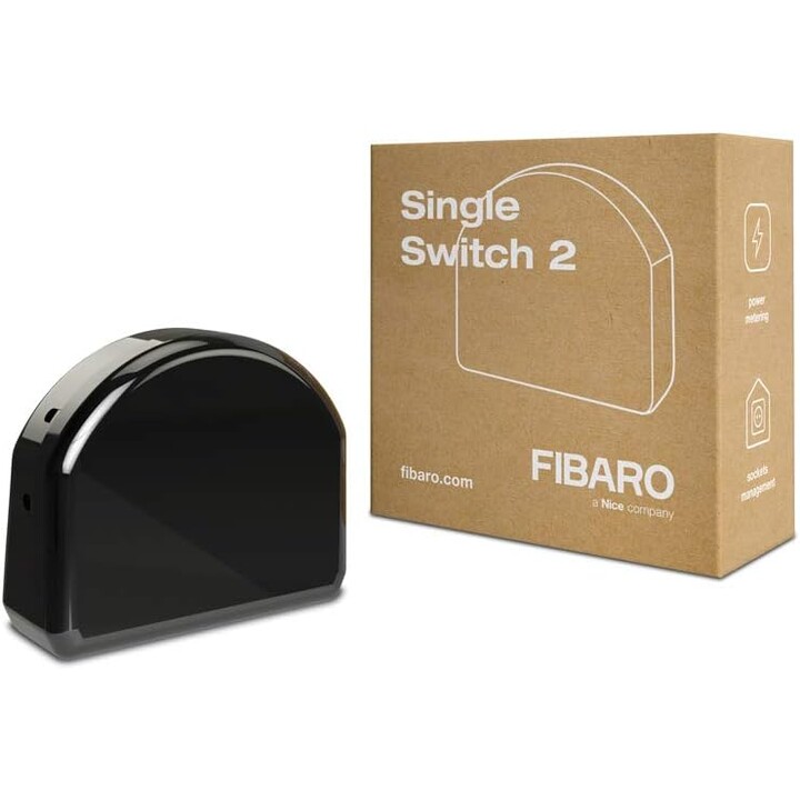 Fibaro Z-Wave FIBE FGS-213 Dimmer 2, controller a interruttore singolo con 2 prese, nero