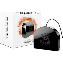 Fibaro Z-Wave FIBE FGS-213 Dimmer 2, controlador de interrutor único com 2 tomadas, preto