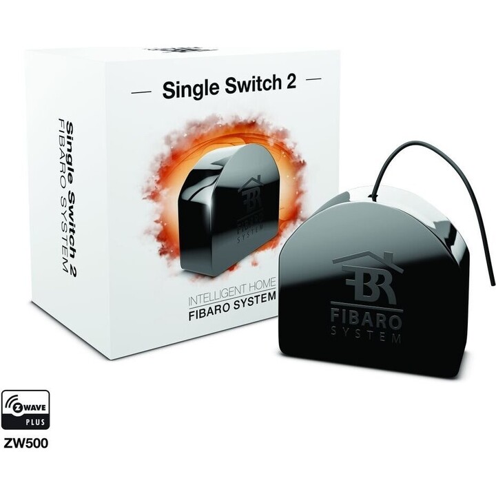 Fibaro Z-Wave FIBE FGS-213 Dimmer 2, controller a interruttore singolo con 2 prese, nero