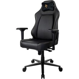 Arozzi PRIMO PU GO0001 Cadeira para jogos com logótipo dourado em couro PU preto Apoio de braços 4D ajustável para a zona lombar