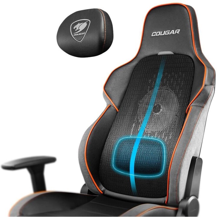 Cougar NxSys Aero Silla Gaming Negro/Naranja Malla transpirable ARGB Ventilador 3D Reposabrazos 150° Reclinable 160kg Carga Almo
