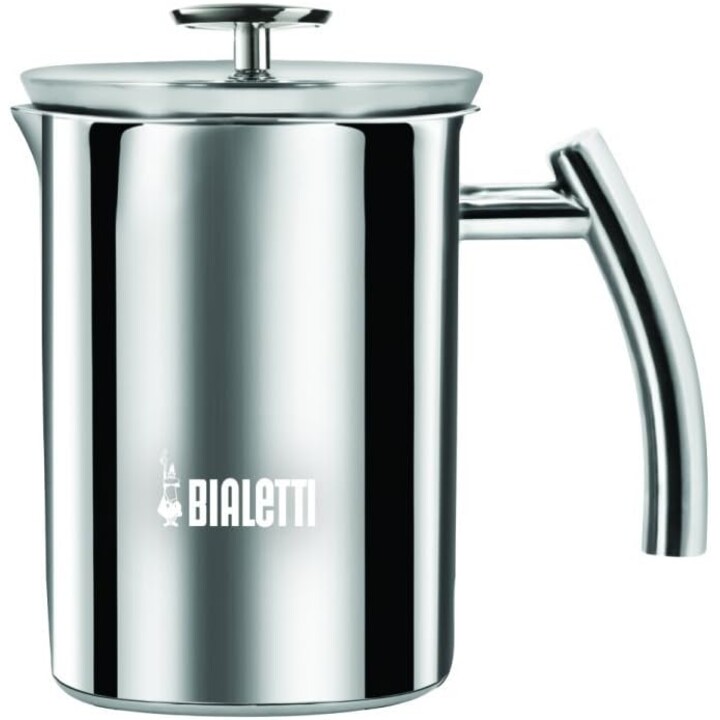 Bialetti Cappuccinatore Steel, Manueller Milchaufschäumer, 330ml, Edelstahl