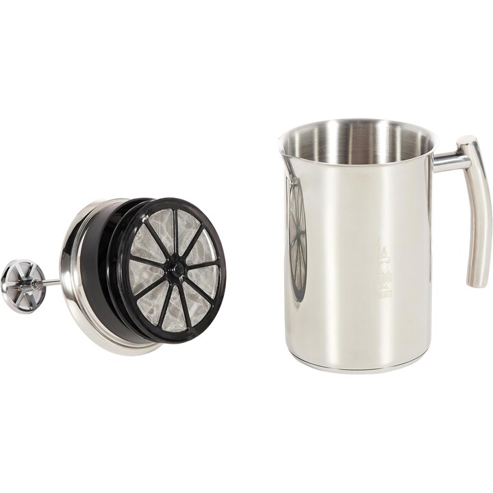Bialetti Cappuccinatore Steel, Manueller Milchaufschäumer, 330ml, Edelstahl