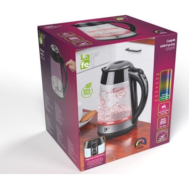 Bollitore elettrico LAFE CEG015 1,7 L 2200 W Trasparente