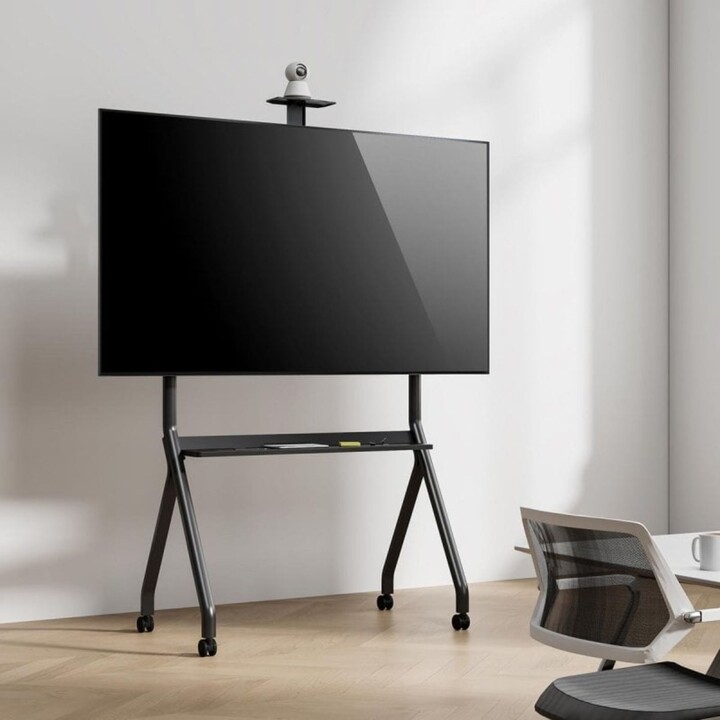 AISENS FT86FE-369 Supporto da pavimento per TV 55-100" fino a 120 kg con ruote e vassoio