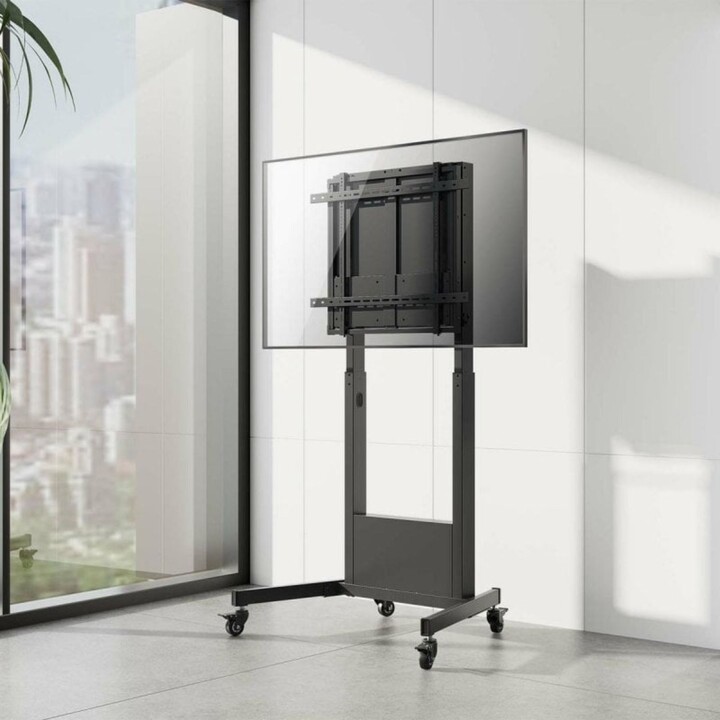 AISENS PRO Bodenständer mit Gegengewichtsrädern für 60–100 Zoll Fernseher, 90 kg Tragkraft, höhenverstellbar, Schwarz
