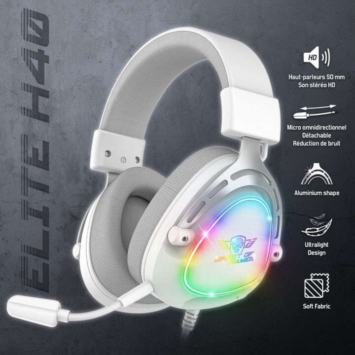 Spirit of Gamer Elite H40 Multiplatform Gaming Headphones White