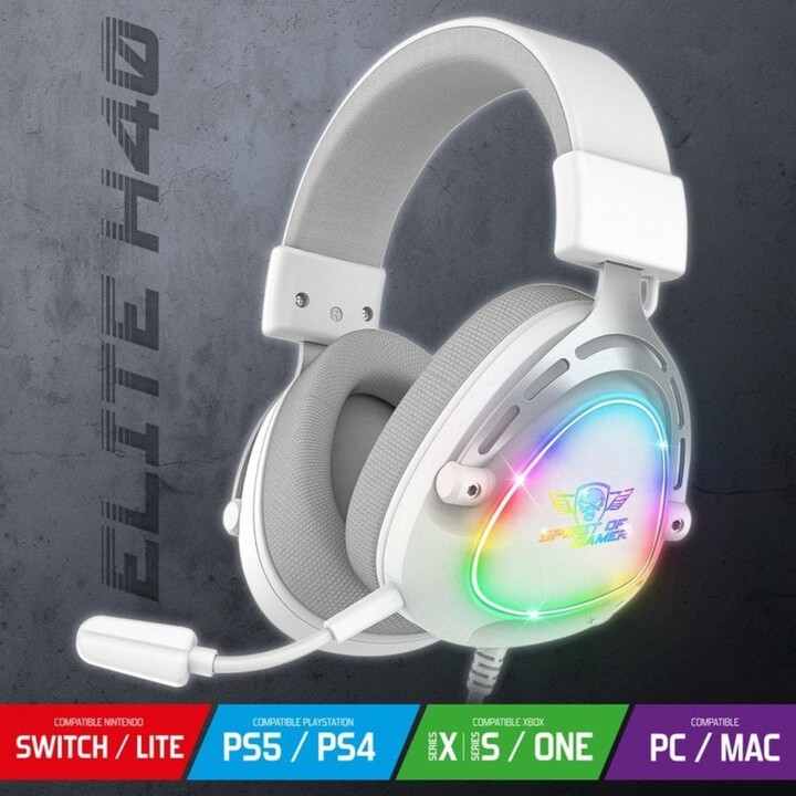 Spirit of Gamer Elite H40 Multiplatform Gaming Headphones White