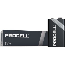 Lot de 10 piles alcalines Duracell PROCELL ID1604IPX10/ 9 V