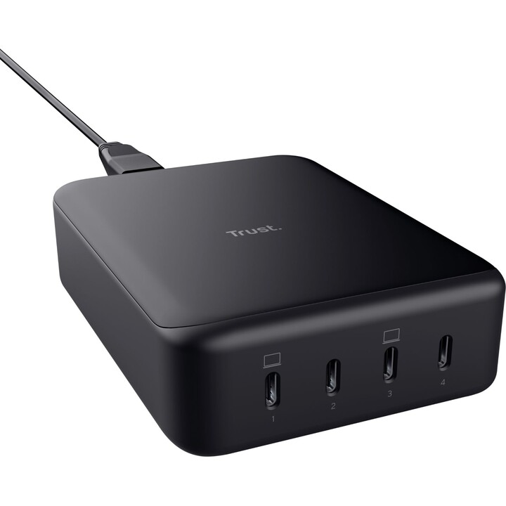 Cargador de Sobremesa Trust Maxo/ 4xUSB Tipo-C/ 240W/ Compatible con Portátiles