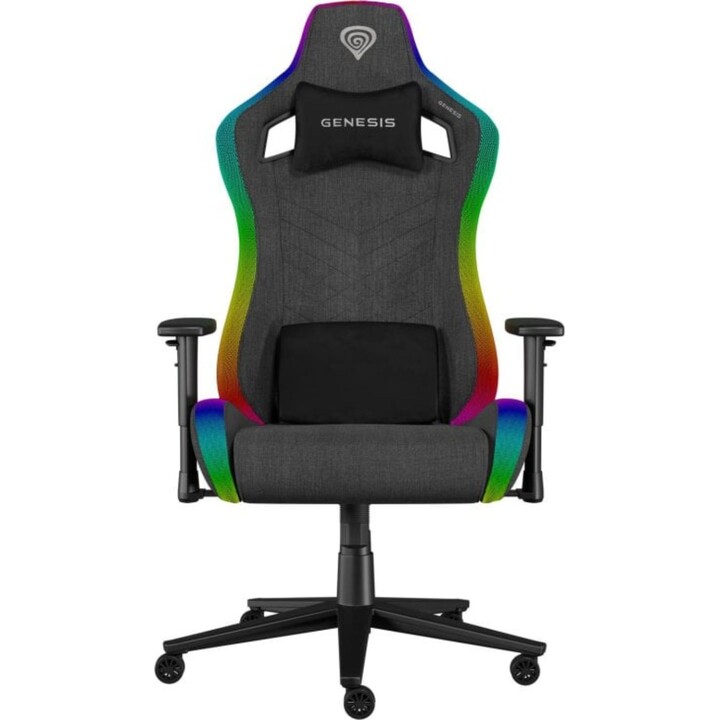 Silla gaming Genesis Trit 660 RGB ergonómica, 150kg, tela transpirable, retroiluminación y ajustes avanzados