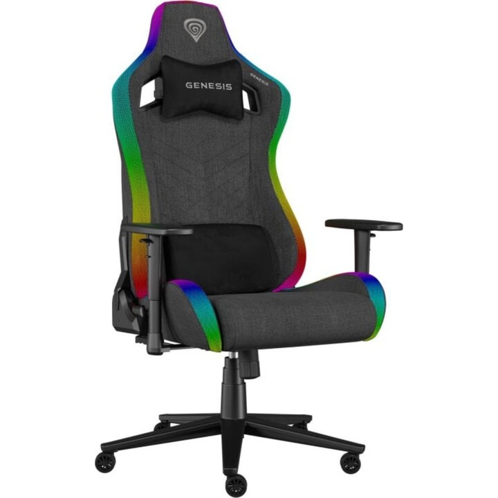 Silla gaming Genesis Trit 660 RGB ergonómica, 150kg, tela transpirable, retroiluminación y ajustes avanzados