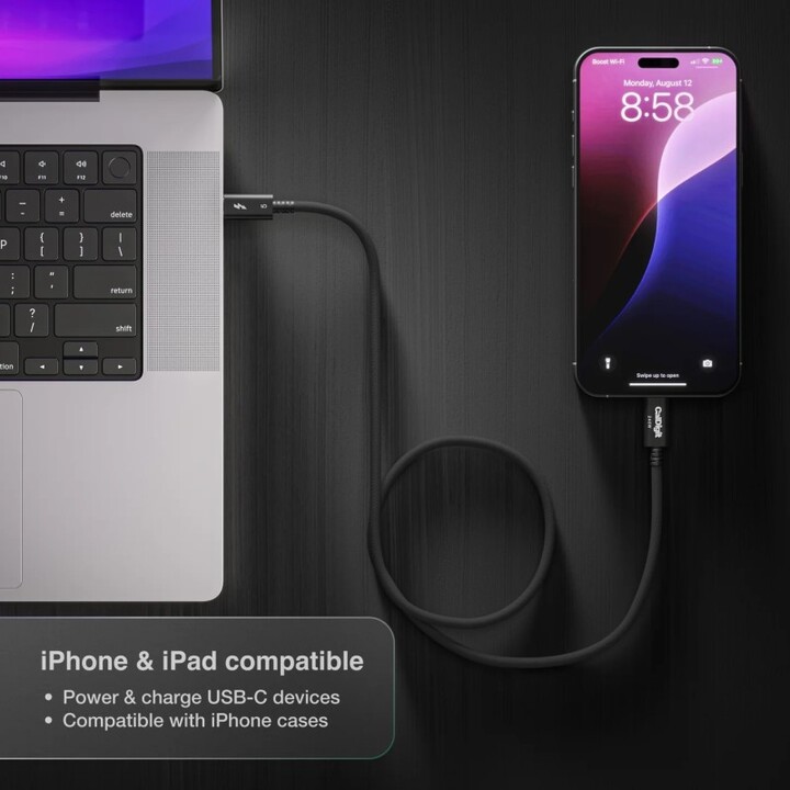 Thunderbolt 5 (USB-C) Pro Cable trenzado 0,5 m - Negro
