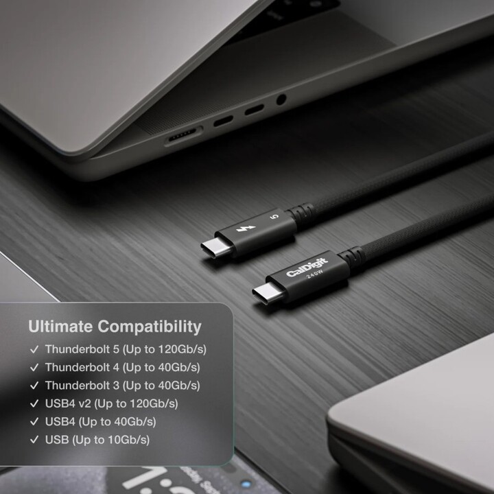 Cable Thunderbolt 5 (USB-C) Pro trenzado 0,5 m - Negro
